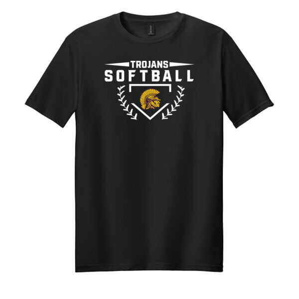 Trojan Softball With Plate & Seams - Softstyle ® T Shirt Thumbnail
